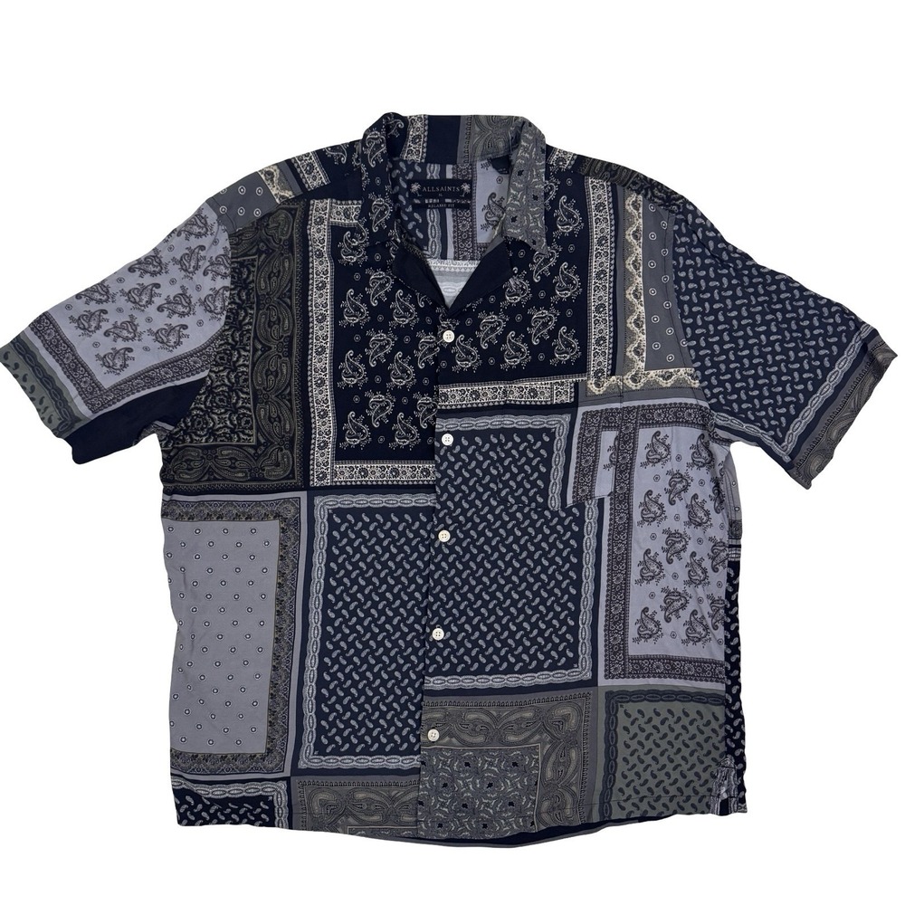 All Saints Paisley Bandana Yacutan Mens Short Sleeved Shirt Size XL NWT